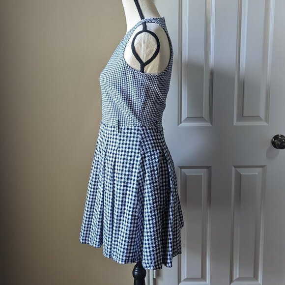 MICHAEL Michael Kors size 2 blue white gingham print sundress with belt loops - Picture 3 of 10